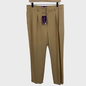Ralph Lauren Purple Label $890 Tan Pleated Wool Pants NWT Size 12